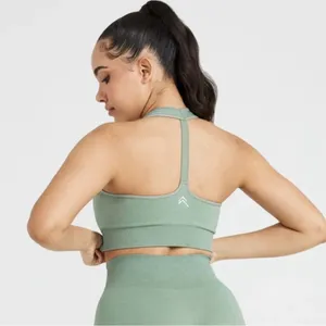 Oner Active classic 2.0 seamless v-neck bralette in sage marl Green- Size Large thumbnail 3