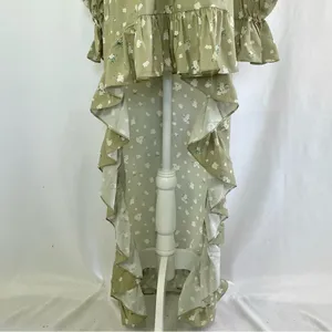 We Wore What New Floral Tie Neck Long Sleeve High Low Dress Green Size Small thumbnail 7