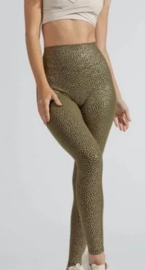 Buff Bunny Rosa pocket legging "Bossy" print dark olive green size medium thumbnail 1