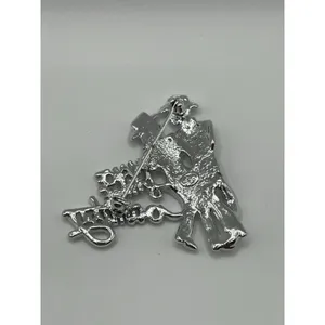 Country Western Signed Brooch Pin MAKE MINE COUNTRY Script Silver Plate NEW thumbnail 2