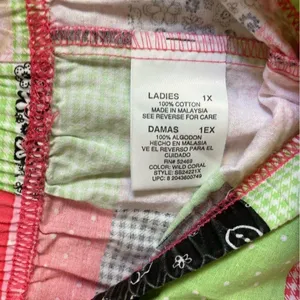 Patchwork Gingham Pink Green Floral Checkered Cotton Shorts Ladies Size 1X thumbnail 3