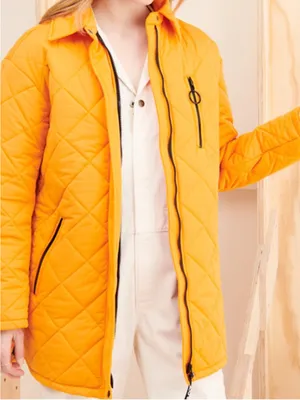 Quilted Orange Long Jacket thumbnail 1