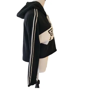 PINK Victoria's Secret Cropped Poll Over Hoodie Black‎ White Medium thumbnail 3
