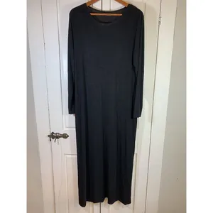 AHNI 2 Maxi Dress Women XL Black Slinky Knit Lagenlook Career Artsy Made‎ in USA thumbnail 3