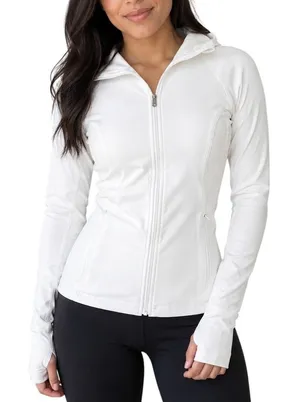 Lululemon White Hooded Full Zip Athletic Jacket Size 8 Dash into Dusk thumbnail 1