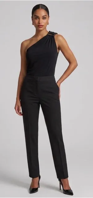 Loft Womens Black Asymmetrical One Shoulder Tank Top, Medium thumbnail 1