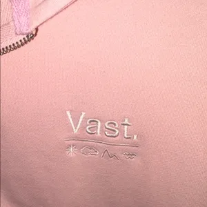 NWT Rose Quartz Pink Vast Life Climate Change Zip up fleece hoodie -water bottle thumbnail 3