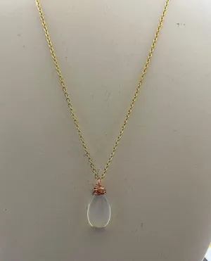 Handmade Opalite Drop Gold Chain Necklace thumbnail 1
