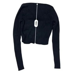 Abercrombie & Fitch Twist Front Ribbed Tank Sweater Cropped Black SMALL Y2k SALE thumbnail 7