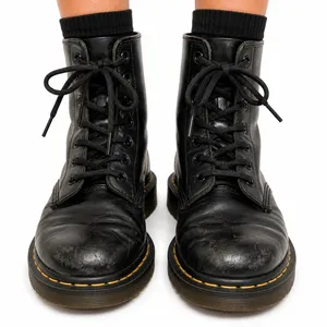 Dr. Martens 8-Eye Black Leather Lace-Up Combat Boots UK 6 US Women 8 thumbnail 1
