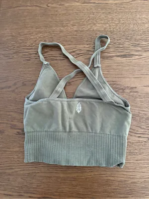 FP Movement by Free People Olive Green V-Neck Sports Bralette thumbnail 2