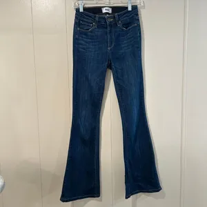 Paige Denim Flare Jeans Size 25 Dark Wash | Premium Stretch Bootcut Mid Rise thumbnail 2