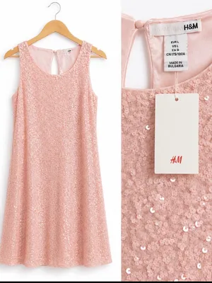 NWT H&M Blush Pink Sequin A-Line Dress | Sleeveless Party Dress | Size Large thumbnail 2