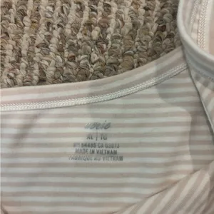 Aerie Cream and White Striped One-Shoulder Tank Top thumbnail 3