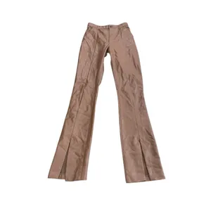 Abercrombie Faux Leather Pants Camel Brown Ultra High Rise Split Hem 4 27 thumbnail 2