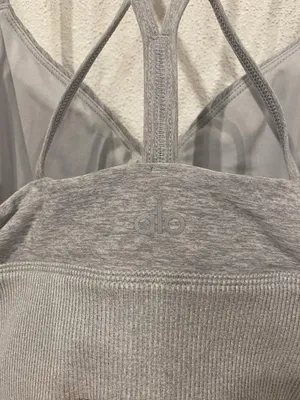 Alo Yoga Lavish Sports Bra Womens Medium Gray Strappy Crossback Longline Yoga thumbnail 4