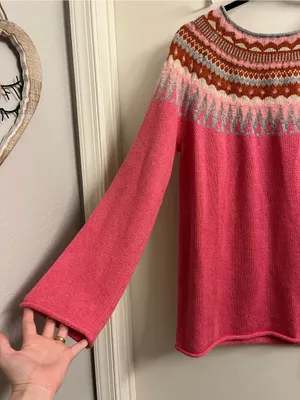 Sundance Pink Fair Isle Sweater Size Large thumbnail 5