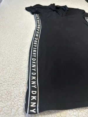 DKNY Sport Black Logo Tape Quarter Zip Mini Dress Short Sleeve Sporty Bodycon S thumbnail 5