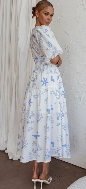 Selfie Leslie Nautical White And Blue Dress thumbnail 4