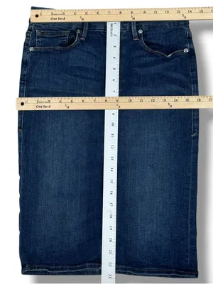 Good American Stretch Denim Pencil Skirt Blue Size 10 30 Knee Length Classic thumbnail 10
