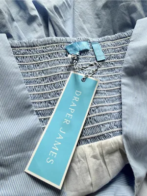 Draper James Maddie Embroidered Babydoll Dress in Blue Stripe XL NEW NWT thumbnail 7