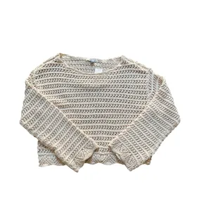 American Eagle Crochet Knit Sweater Women’s S Beige Open Knit Long Sleeve NWT thumbnail 4