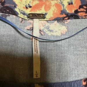 Free People Harper floral corduroy blue blouse large thumbnail 3