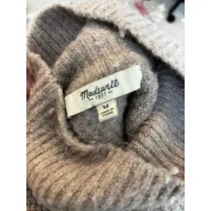 Madewell Turtleneck‎ Sweater Medium Taupe Merino Alpaca Waffle Knit E5271 thumbnail 2