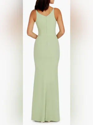 NWOT Dress the Population Iris Sage green Dress slit gown sz S thumbnail 2