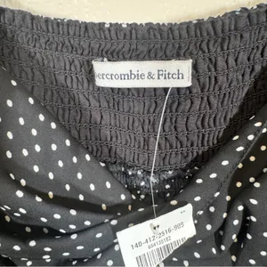 Abercrombie & Fitch Black Polka Dot Puff Sleeve Blouse Womens M Cropped Smocked thumbnail 9