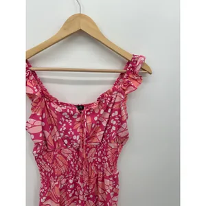 Lilly Rose‎ Womens Pink Floral Milkmaid Dress XS Smocked Ruffle A4930U54B03 thumbnail 4
