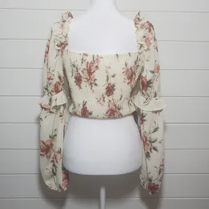 Privy Floral Off Shoulder Crop Top with Long Sleeves.‎ Size: M thumbnail 3