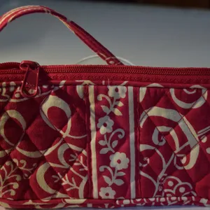 Vera Bradley Wristlet, Fuschia & White, Zip Around thumbnail 1