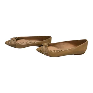 Sam Edelman Studded Bow Pointed Toe Flats Tan Leather Size 7.5 thumbnail 10