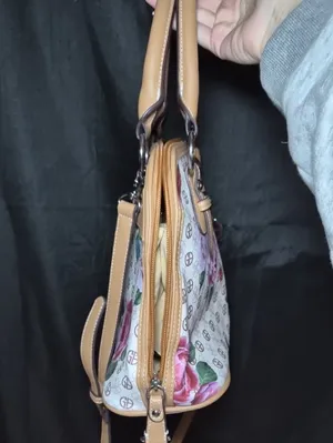 Giani Bernini Floral Logo Bag Purse Satchel in Tan and Pink Shoukder Crossbody thumbnail 10