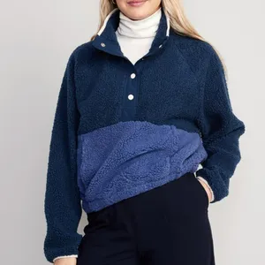 Old Navy NWT Long-Sleeve Oversized Two-Tone Sherpa Sweatshirt for Women thumbnail 4