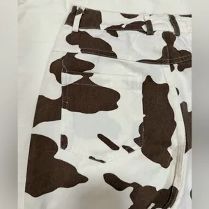 Princess Polly Be Wild Pants White and Brown Cow Print Size 2 thumbnail 8