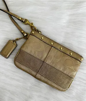 Coach Patchwork Studded Zipper Top Wristlet thumbnail 1