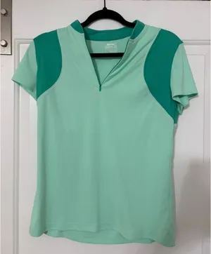 This is a Slazenger Golf Polo Hydro-Dri Tech 1/4 Zip Shirt in Frosted Mint thumbnail 1