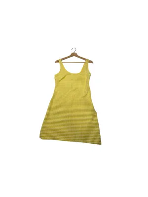 Urban Outfitters Mary Gingham Mini Dress S Yellow Textured Cottagecore Sundress thumbnail 5