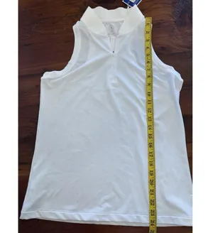 Addison Bay Sleeveless Courtside White Polo Shirt Size M Golf Tennis NWT $75 thumbnail 4