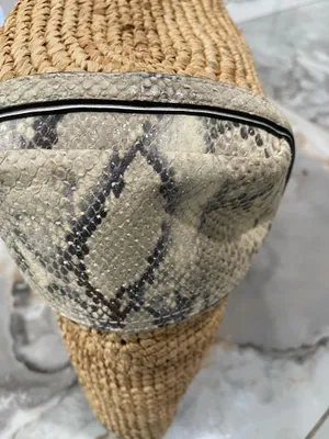 Coach Hampton Straw & Python Snakeskin Leather Trim Tote thumbnail 7