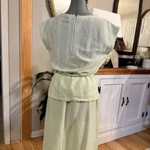 Leslie Fay Vintage My Latest 70’s Midi Skirt Top Set Sheer Mint. thumbnail 4