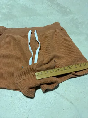 Aerie Rust Ribbed Drawstring Lounge Shorts medium thumbnail 3
