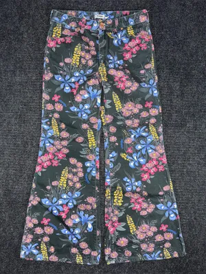 Anthropologie x Wrangler Wanderer High Rise Flare Jeans Floral Sz 28 x 32 Retro thumbnail 1