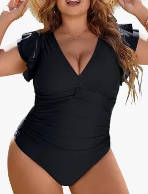 Blooming Jelly Tummy Control One Piece Full Coverage Plus Size  Retro Ru… thumbnail 1