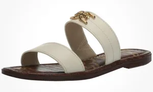 Sam Edelman Women's Gilles Flat‎ Sandal Ivory Leather Size 7.5 Slide! thumbnail 1