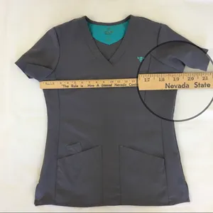 Med Couture Gold Gray Scrub Top M thumbnail 4