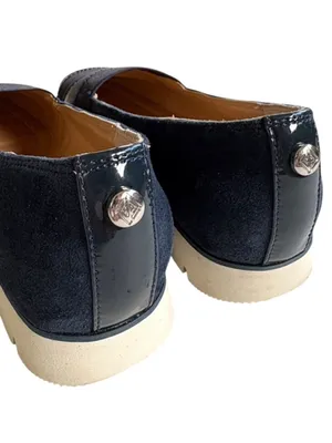 EUC Donald Pliner Leather May Loafers Navy Size 6 thumbnail 6