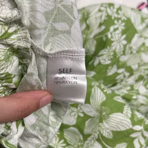 NWT Cotton Bleu Boutique Green Floral Print High Waist Pants Summer‎ Resort thumbnail 6